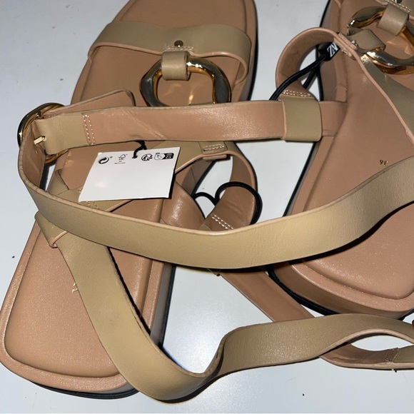 Zara Leather Embellished Flatform Sandals NWT - Picture 6 of 7